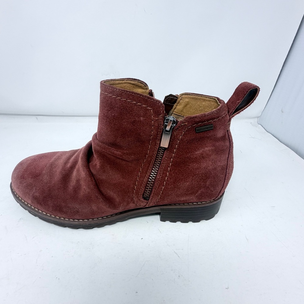 Clarks Aspra Walk WP Suede Boots Womens 9 W Wide Chestnut Waterproof Ankle Zip - Picture 3 of 15